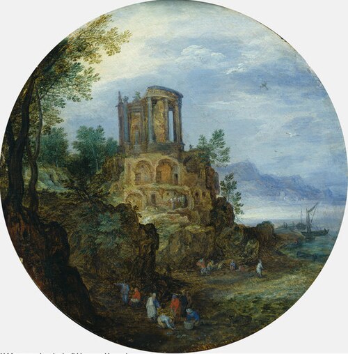 Coastal Landscape with Temple of Vesta, 1595, Jan Brueghel the Elder