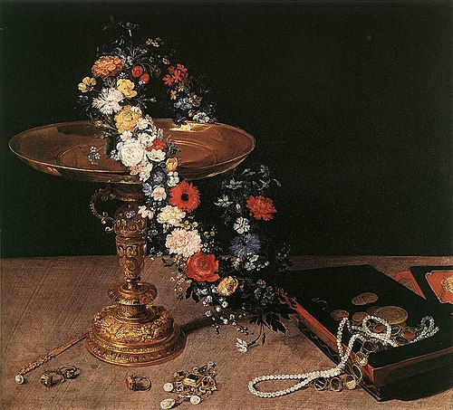 Nature morte avec guirlande de fleurs et coupe, 1618, Jan Brueghel l'Ancien