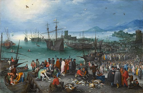 Harbor Scene with St. Paul’s Departure from Caesarea, 1596, Jan Brueghel l'Ancien