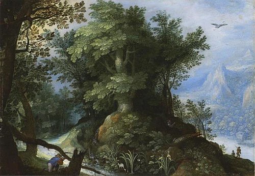 Forest Scene with Hunters, 1600, Jan Brueghel the Elder