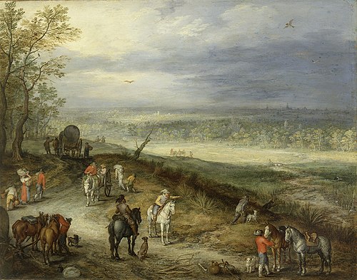 Extensive Landscape With Travellers on a Country Road, 1609, Jan Brueghel l'Ancien