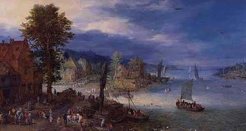 Landscape with a Fishing Village, 1604, Jan Brueghel l'Ancien