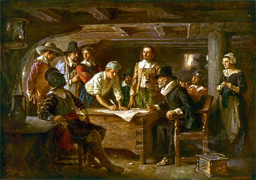 The Mayflower Compact, 1620, , Jean Leon Gerome Ferris