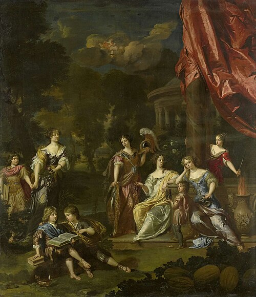 Group portrait with allegorical overtones of the children of Diederic Pietersz van Leyden van Leeuwe, 1679, Daniël Mijtens