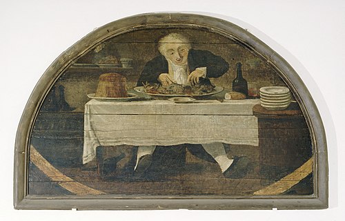Au Gourmand Enseigne du marchand de comestibles Corcellet 104, Palais-Royal, 1801, Philibert-Louis Debucourt
