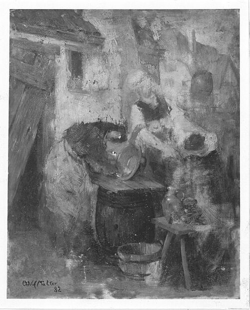 Beim Geschirreinigen, , Adolf Müller-Grantzow