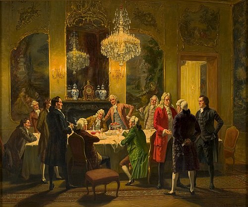 Een gezelschap heren in gesprek na de maaltijd, 1899, Albert Joseph Franke