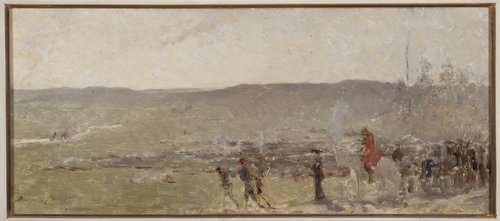 Landschap met soldaten., 1870, Auguste Émile Pinchart