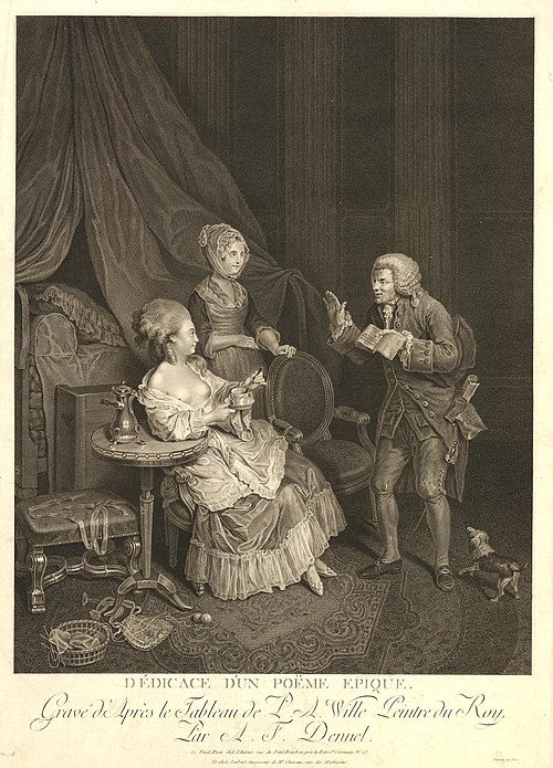 Dédicace d'un poëme épique, 1780, Pierre-Alexandre Wille