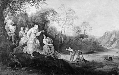 Diana med sit følge i et landskab, 1722, Carl Christian Gottlieb