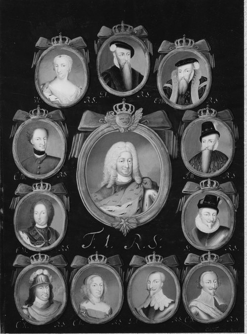Gustav I - Fredrik I, Regentserie med 12 porträtt, , Carl Fredrik Mörck