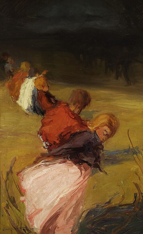 Children surprised by a storm – Procession of children, 1900, Witold Wojtkiewicz