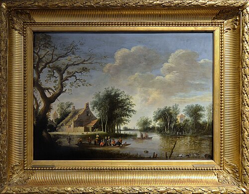 Paysage avec canal et passeur, , Pieter de Bloot
