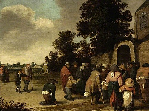 Outside an Alms-house, , Pieter de Bloot