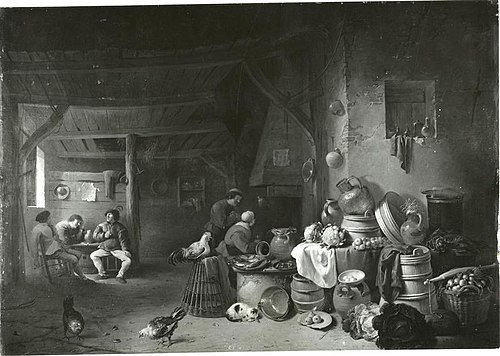 Intérieur de cuisine., 1640, Pieter de Bloot