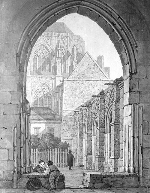 Het kloosterhof bij de Dom te Utrecht, 1824, Pieter van Oort