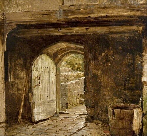 Sketch of a Doorway with a Water Barrel, 1835, William Dyce