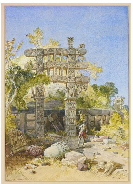 Gateway of the Buddhist Top at Sanchi, 1865, William Simpson