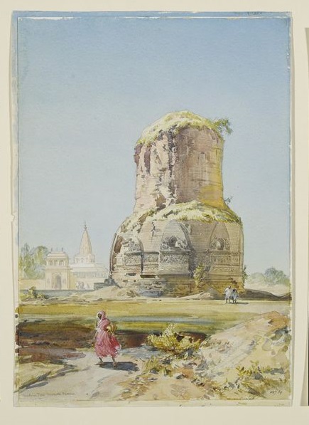 Buddhist stupa at Sarnath, Benaras, 1864, William Simpson