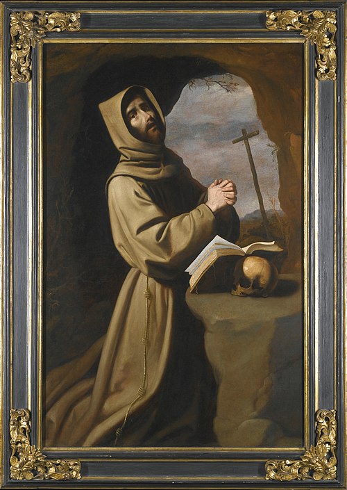 Saint Francis Praying in a Grotto, 1650, Francisco de Zurbarán