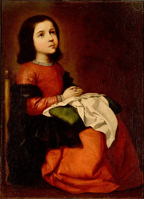 La Vierge Marie comme un enfant en train de prier, 1658, Francisco de Zurbarán