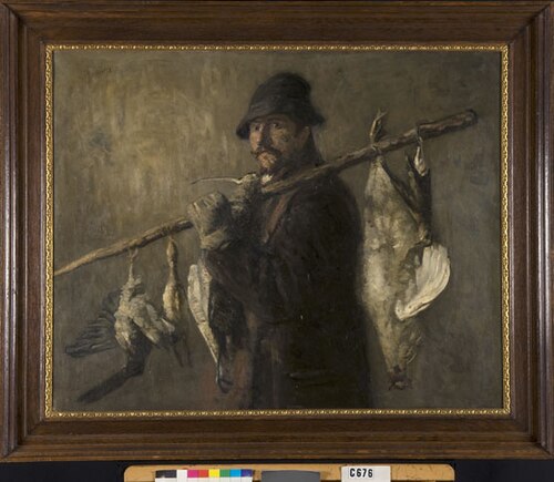 Portrait of a hunter, 1887, André Broedelet