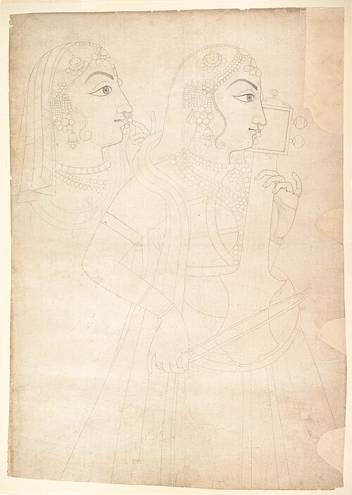 Singer and Sarinda Player, 1800, Sahib Ram