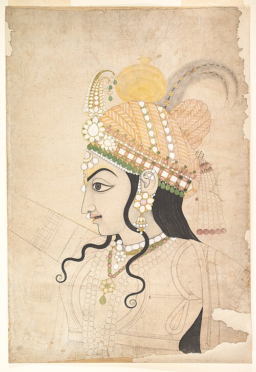 Head of Krishna: cartoon for a mural of the Raslila, 1800, Sahib Ram
