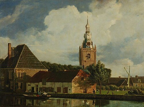 Kerk en veerhuis Overschie, 1855, Cornelis Ouboter van der Grient