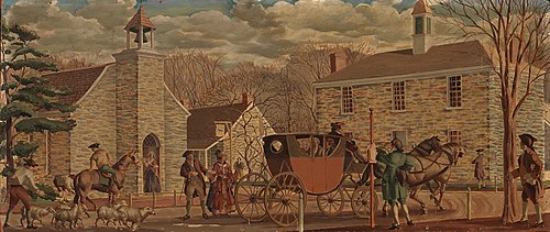 Scene in Poughkeepsie, 1850 (mural study, Poughkeepsie, New York Post Office), 1939, Gerald Sargent Foster