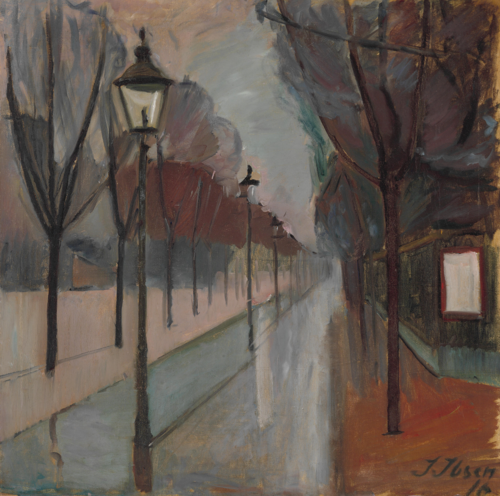 Street scenery, Frederiksberg Allé, 1916, Immanuel Ibsen