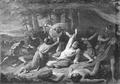 Anno 754. De martelaarsdood van Bonifacius te Dokkum, 1869, Jacobus van Dijck