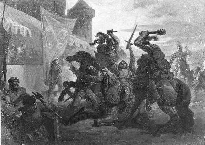 Anno 1235. Graaf Floris IV van Holland wordt op een tournooi te Corbie vermoord, 1864, Jacobus van Dijck