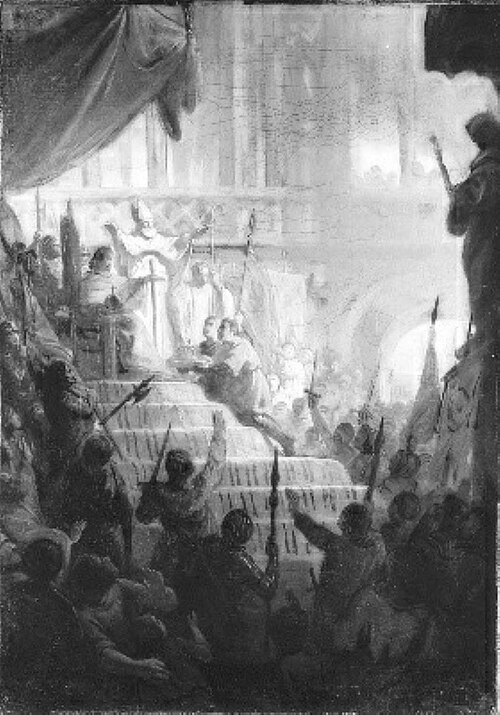 Anno 1248. Graaf Willem II van Holland wordt tot rooms-koning gekroond, 1864, Jacobus van Dijck
