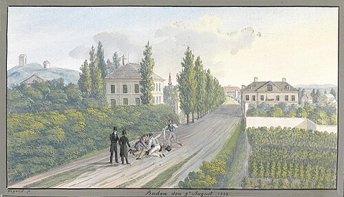 Duell auf einer Straße in Baden bei Wien, 1832, Balthasar Wigand