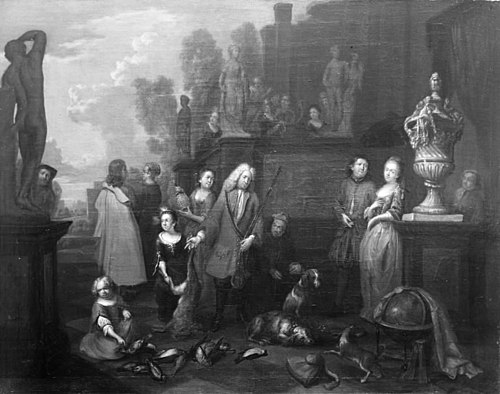 A family on the Terrace of a Park. After the Hunt, 1722, Ignatius van der Beken
