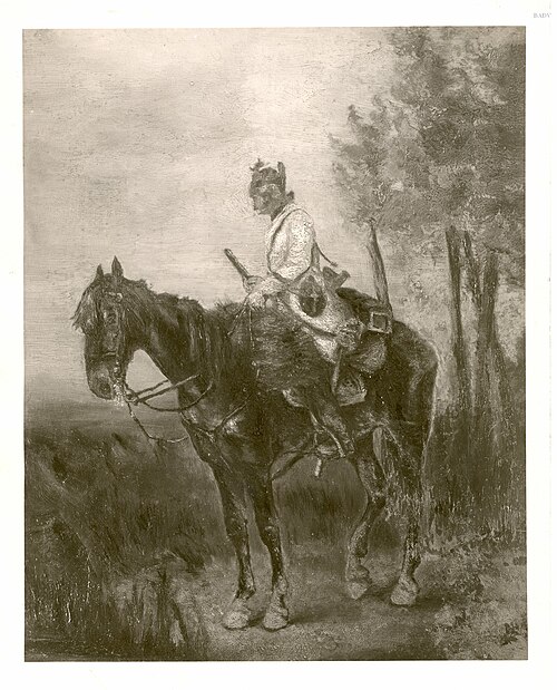 Austrian officer on horse back, 1874, Fritz von Uhde