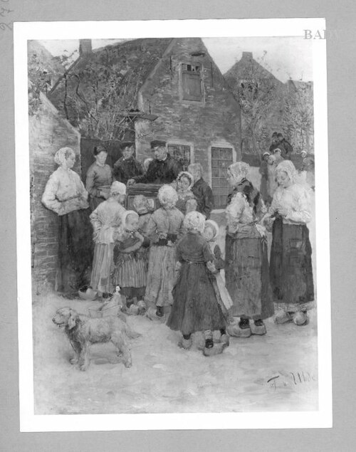 Dutch street. scene: Leierkastenspieler, 1883, Fritz von Uhde