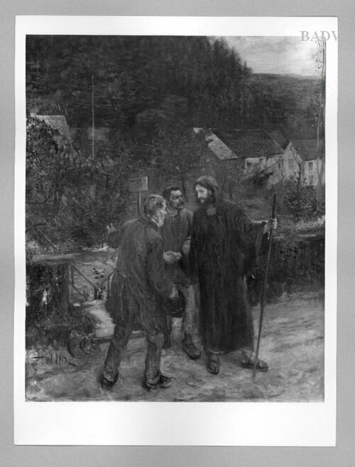 Christ with 2 men in Scenery, 1873, Fritz von Uhde