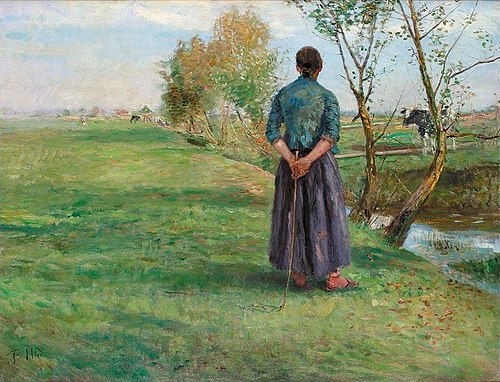 Shepherdess on Dachau Heath, 1890, Fritz von Uhde