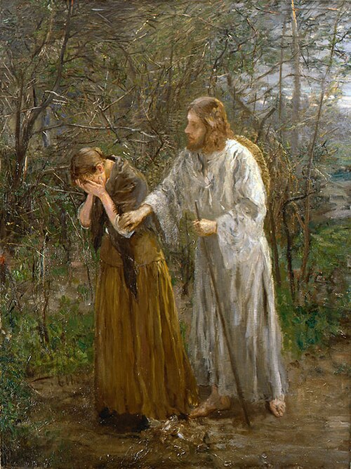Woman, Why Weepest Thou?, 1893, Fritz von Uhde
