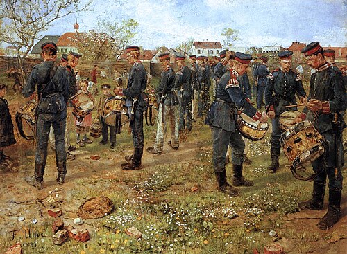 Bavarian Drummers, 1883, Fritz von Uhde