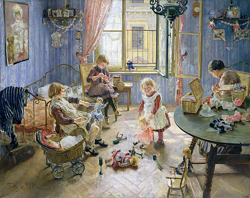 The children's room / The Nursery, 1889, Fritz von Uhde