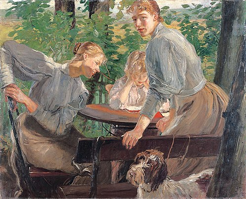 The Daughters of the artist in the garden, 1897, Fritz von Uhde