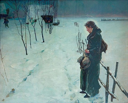 Winter landscape, Christmas Eve, 1890, Fritz von Uhde