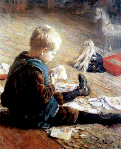 Boy playing, 1890, Fritz von Uhde