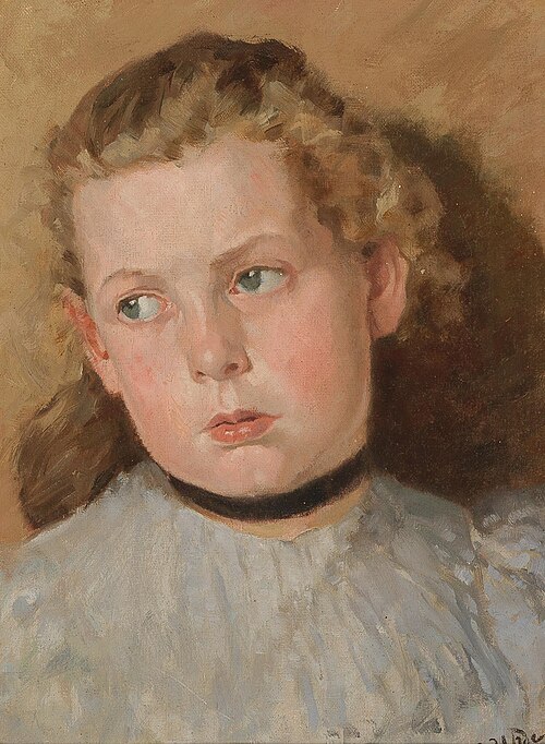 Portrait of a girl with a black choker, , Fritz von Uhde