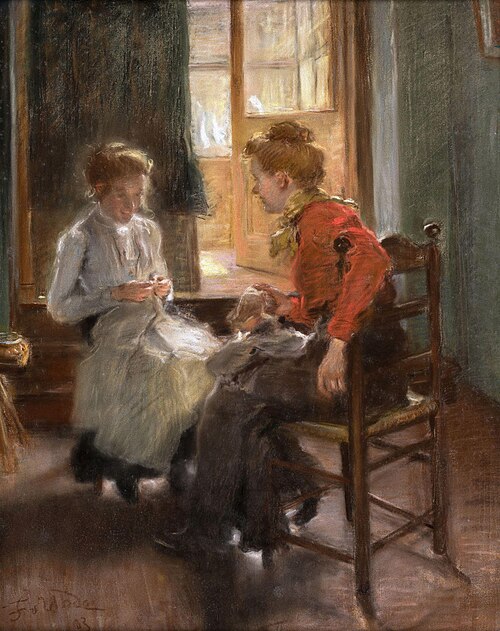 Knitting girls, 1903, Fritz von Uhde