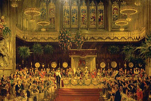 The Coronation Luncheon to George V and Queen Mary in the Guildhall, London, 29 June 1911, 1918, Solomon Joseph Solomon