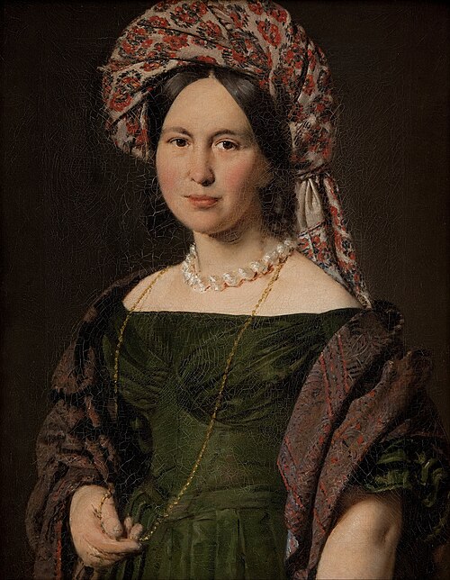 Portrait of Cathrine Jensen, née Lorenzen, the Artist's Wife Wearing a Turban, 1842, Christian Albrecht Jensen